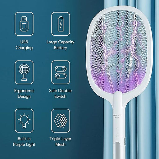 Rechargeable Mosquito Zapper Racket with UV Light Stand – Ultimate Insect Killer