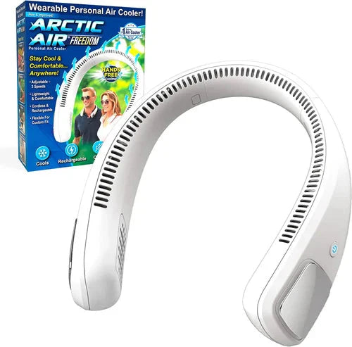 Arctic Air Freedom Personal Air Cooler - Portable 3-Speed Neck Fan, Hands-Free Wearable Design,USB rechargeable fan, wearable cooling device and summer cooling gadget, Cordless and Rechargeable Compact and Lightweight - With Comfort-Chill Technology Glowngoodz