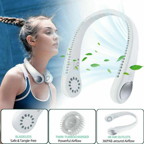 Arctic Air Freedom Personal Air Cooler - Portable 3-Speed Neck Fan, Hands-Free Wearable Design,USB rechargeable fan, wearable cooling device and summer cooling gadget, Cordless and Rechargeable Compact and Lightweight - With Comfort-Chill Technology Glowngoodz